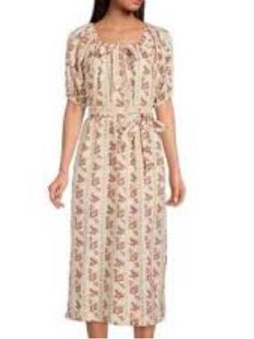 A LOVES A Floral Stripe Off-The-Shoulder Midi Dress | Size Medium